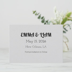 Minimal Grey Polka Dot Pattern  Save The Date