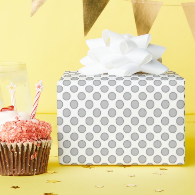 Minimal Grey Polka Dot Pattern  Wrapping Paper (Birthday Party)