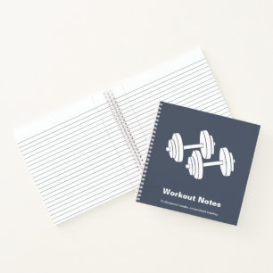 Minimal Grey White Dumbbell Motto Fitness Training Notebook
