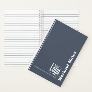 Minimal Grey White Logo Motto Fitness Workout Notebook