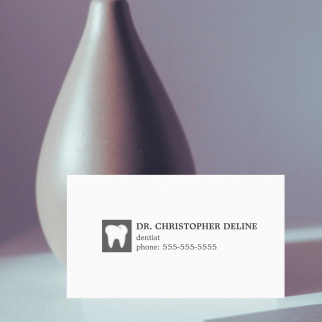 Minimal Grey White Teeth Dentist Business Card (Creator Uploaded)