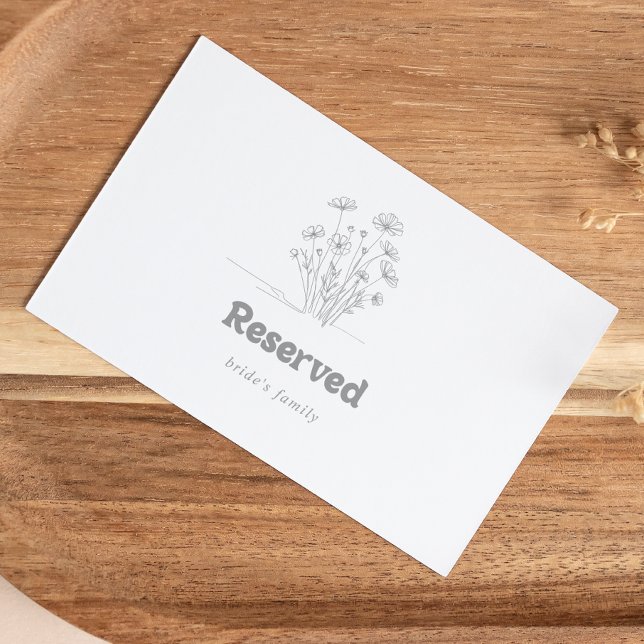 Minimal Grey Wildflower Wedding Reserved Sign (Creator Uploaded)