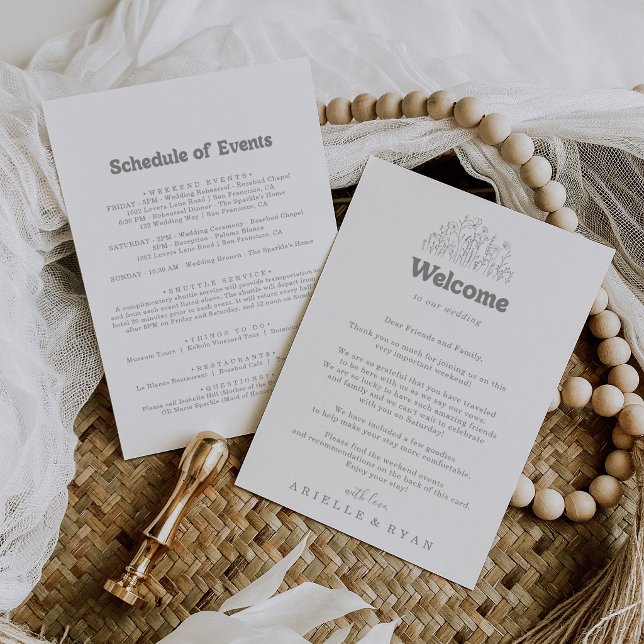 Minimal Grey Wildflower Wedding Welcome Letter (Creator Uploaded)
