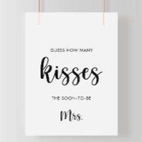 Minimal Guess How Many Kisses Bridal Shower Game 