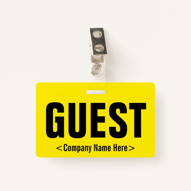 Minimal "GUEST" Badge ID Badge (Front with Clip)