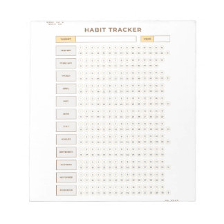 Minimal Habit Tracker Beige Grid Design Notepad