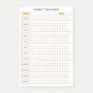 Minimal Habit Tracker Beige Grid Design Post-it Notes