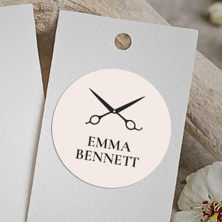 Minimal Hair Salon Blush Pink Scissors Classic Round Sticker