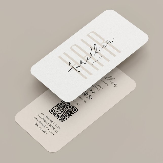 Minimal Hair Stylist Beauty Salon Spa White Sand Business Card (Minimal Hair Stylist Beauty Salon Spa White Sand Business Card
)
