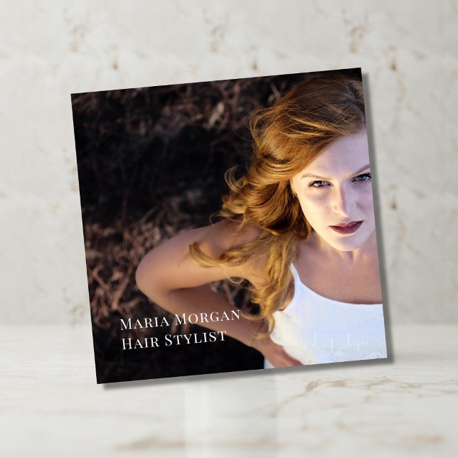 Minimal Hair Stylist Business Square Business Card (Creator Uploaded)