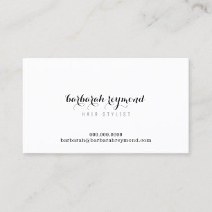 minimal hair stylist (custom profession) white business card
