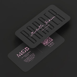 Minimal Hair Stylist Hairdresser Barber Pink Black Business Card
