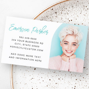 Minimal half arch photo modern script business card