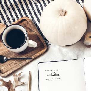 Minimal Hand-drawn Book From The Library Of Rubber Stamp