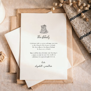 Minimal Hand-Drawn Cake Wedding Details Card