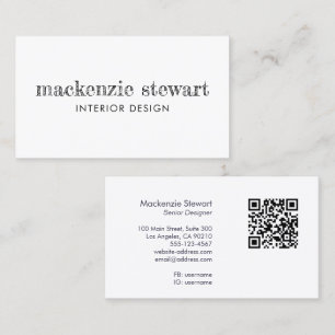 Minimal Hand Drawn Lettering Professional QR Code Business Card