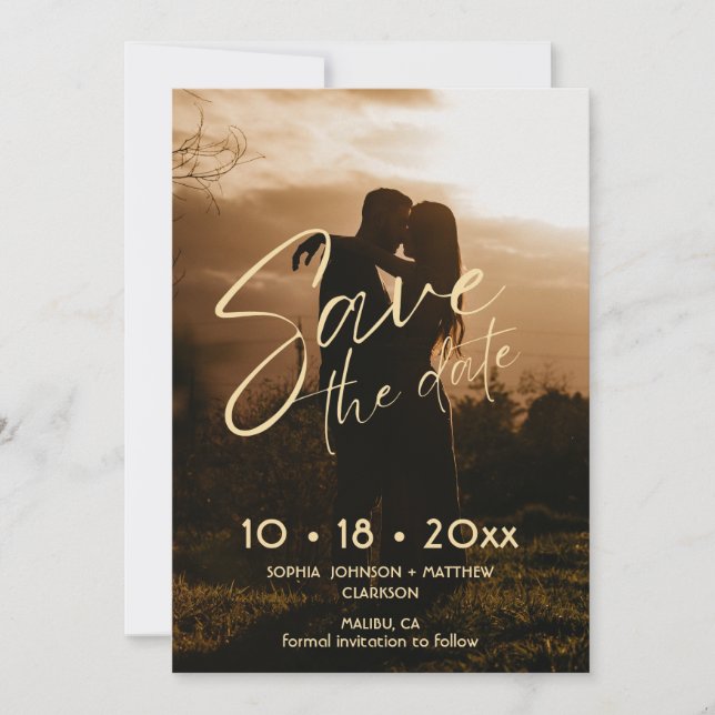 Minimal Hand Drawn Wedding Save The Date (Front)