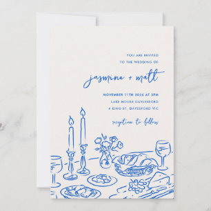 Minimal Hand Drawn Whimsical Doodle Wedding Invite