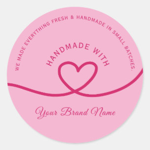 Minimal Hand made love heart Personalised Sticker