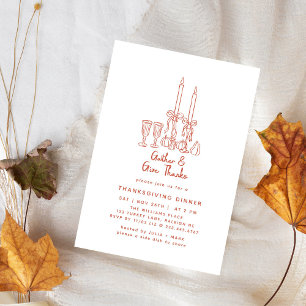 Minimal Handdrawn Thanksgiving Dinner Fall Invitation
