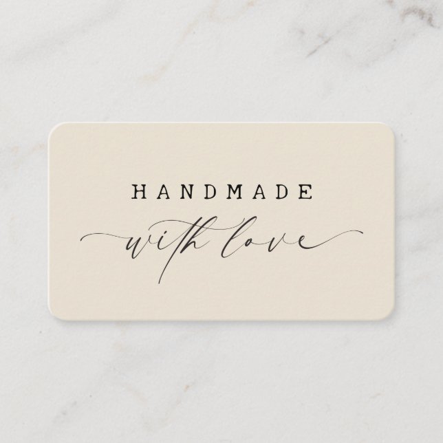 Minimal Handmade with Love Script Custom Logo  Business Card (Front)