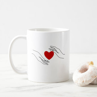 Minimal Hands Offering Red Heart Love Art Coffee Mug