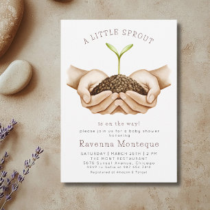 Minimal Hands Sprout A Little Sprout Baby Shower Invitation
