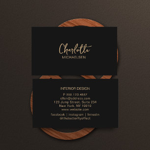 Minimal, Handwriting, Black-Beige Business Card