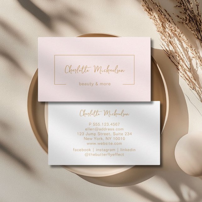 Minimal, Handwriting, Lightpink Business Card (Minimal, Handwriting, Lightpink Gold Business Card)