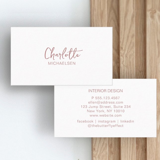 Minimal, Handwriting, White-Brown Business Card (Creator Uploaded)