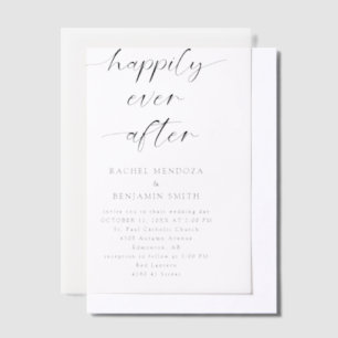 Minimal Happily Ever After Wedding Vellum Invitations