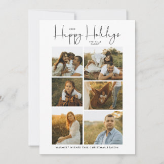 Minimal Happy Holidays Script Family 10 Photos Holiday Card