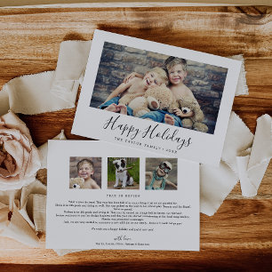 Minimal Happy Holidays Year In Review Landscape Holiday Card