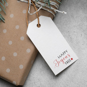 Minimal Happy Joyous Free Sobriety Christmas Gift Tags