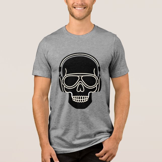 Minimal Headphones Head Silhouette T‑Shirt  Tri-Blend Shirt (Front)