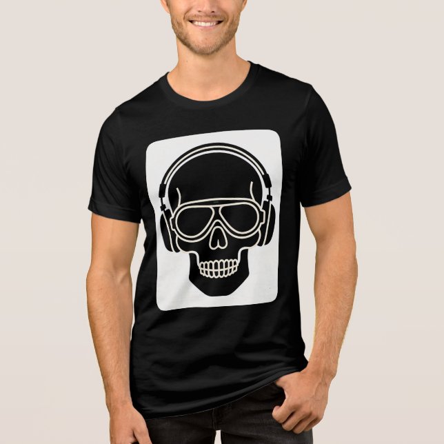 Minimal Headphones Head Silhouette T‑Shirt  Tri-Blend Shirt (Front)