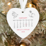 Minimal Heart Calendar Wedding Day Ornament<br><div class="desc">Minimal Heart Calendar Wedding Day Ornament. Matching items available.</div>