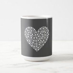 Minimal Heart Circles – White Gradient on Dark Coffee Mug