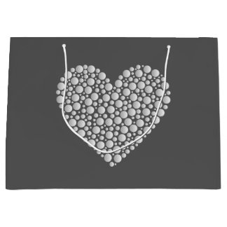 Minimal Heart Circles – White Gradient on Dark  Large Gift Bag