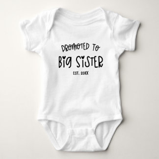 Minimal Heart Custom Year Promoted To Big Sister  Baby Bodysuit