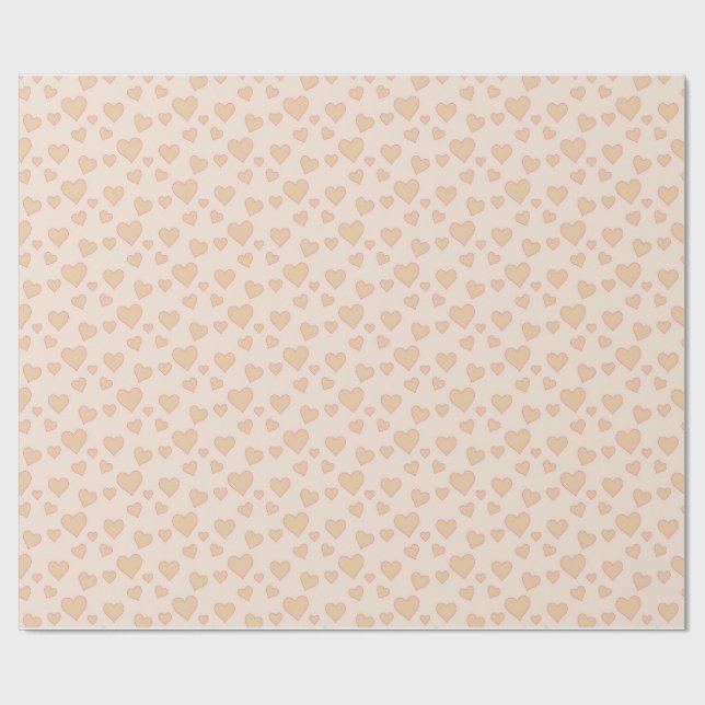 "Minimal Heart Love Wrapping Paper – Beige Aesthet (Flat)
