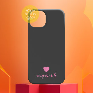 Minimal Heart Monogram Can Edit black pink iPhone 16 Pro Case