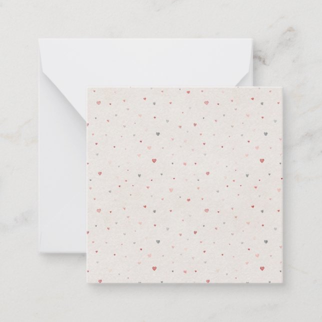 Minimal Heart Pattern Flat Note Card (Front)