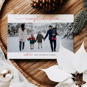 Minimal Heart Script Photo Grid Christmas Card 
