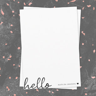Minimal Hello   Modern Heart Clean Simple White Card