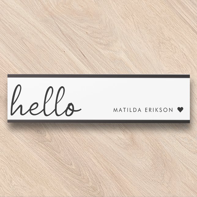 Minimal Hello | Modern Heart Clean Simple White Door Sign (Creator Uploaded)