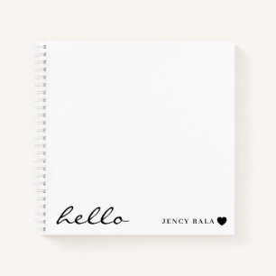 Minimal Hello Modern Heart Design Notebook