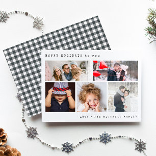 Minimal Holiday Photo Collage   Black Gingham