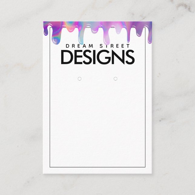 Minimal Holographic Drip Earring Display Card (Front)