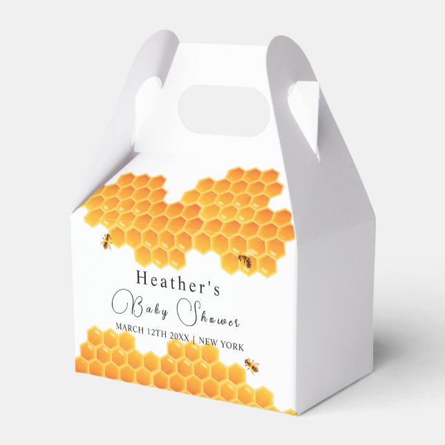 Minimal Honey Bumblebee Boy Baby Shower  Favour Box (Front Side)